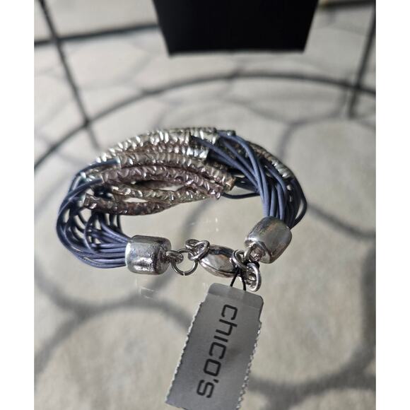 Chicos Blue Silver Multi Strand Bracelet New - Picture 3 of 3